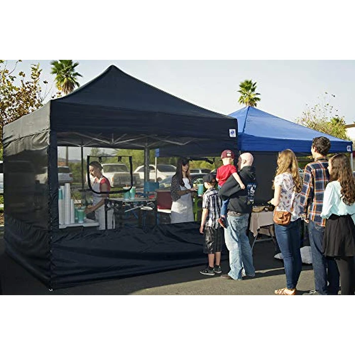 E-Z UP Food Booth Sidewall Kit, Set of 4, Fits 10' x 10' Straight Leg Canopy (Canopy/Shelter NOT Included), Includes 2 Roll-Up Serving Windows, Commercial Grade Mesh, Black by E-Z UP - Image 6