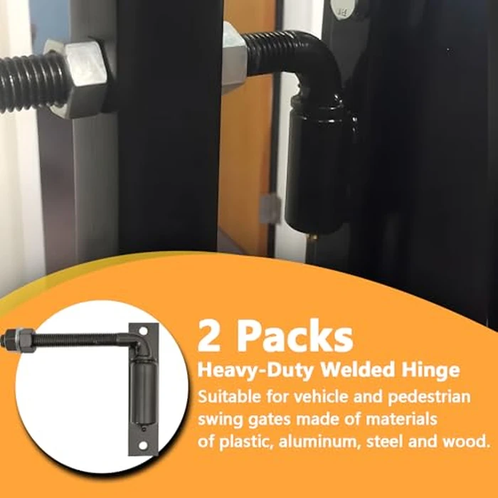 2 Pack Steel J-Bolt Hinge with Plate,Heavy-Duty Welded Hingefor Doors Gates,Heavy-Duty Driveway Gates for Welding on Larger Iron or Steel Gates(Black,A-5/8) by Solwim - Image 3