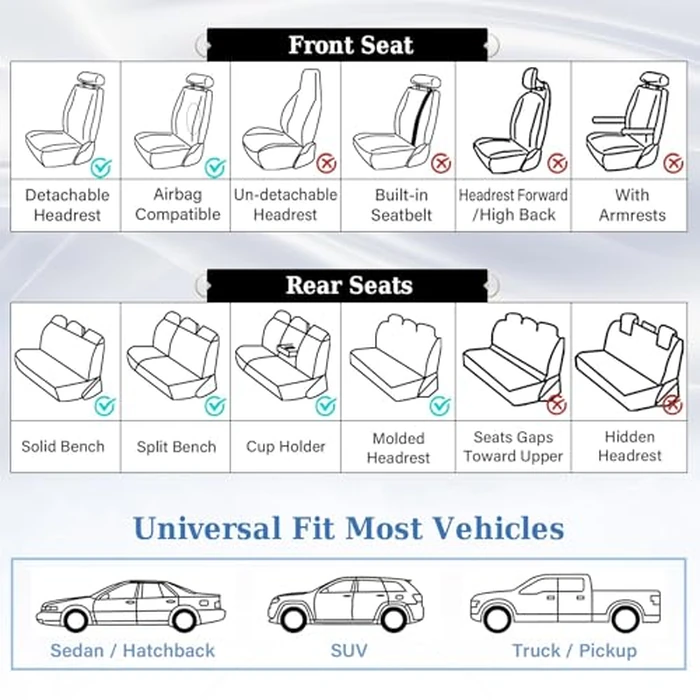 Coverado Car Seat Covers Full Set, Luxury Faux Leather Waterproof Seat Cover, Front and Back Car Seat Protector, Universal 5 Seat Leather Seat Cushion, Carseat Cover Fit Most Cars, Coffee by Coverado - Image 9