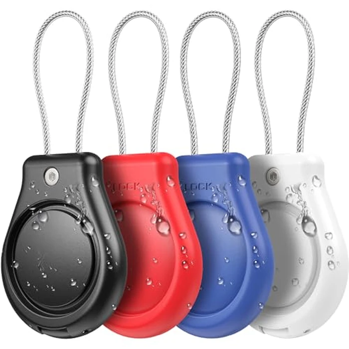 Inesore 4 Pack Waterproof Holder for AirTag, IPX8 Lock Case with Wire Cable fot Air Tag, Ultra Durable Anti-Lost Lock Compatible with Apple AirTags, Keychain for Luggage, Classic Colors by Inesore - Used - Like New condition - CA$16.07