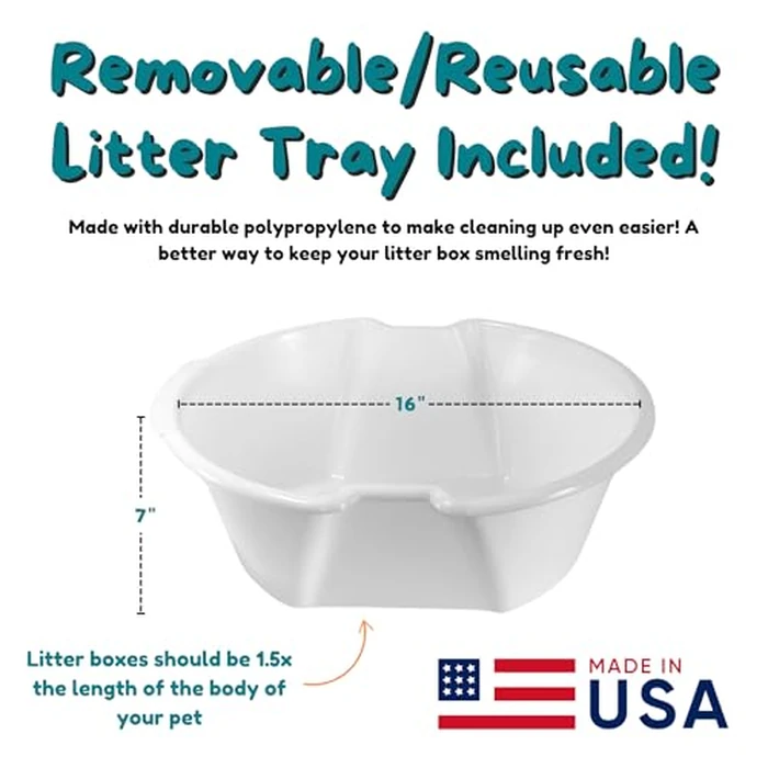 Good Pet Stuff Hidden Cat Litter Box Enclosure with Artificial Plant, Decorative Round Planter, Removable Tray, Charcoal Filter Odor Control, Easy-to-Clean, Made in USA, Essentials Kit, White by Good Pet Stuff - Image 6