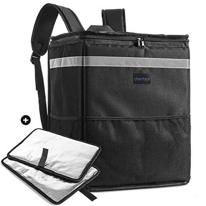 cherrboll L Insulated Pizza Delivery Backpack, Thermal Food Delivery Bag with 2 Dividers, Reusable Cooler Backpack for Bicycle Transport by cherrboll - Used - Very Good condition - US$21.61