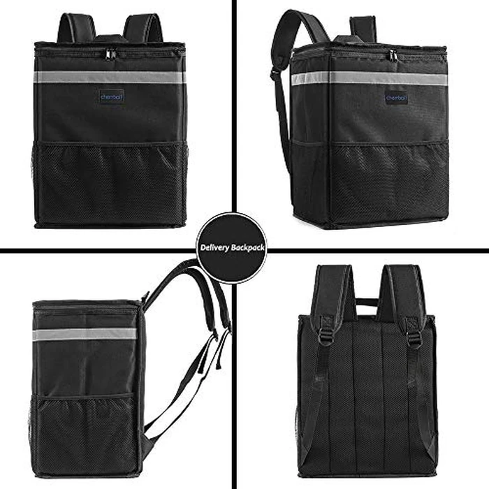 cherrboll L Insulated Pizza Delivery Backpack, Thermal Food Delivery Bag with 2 Dividers, Reusable Cooler Backpack for Bicycle Transport by cherrboll - Image 2