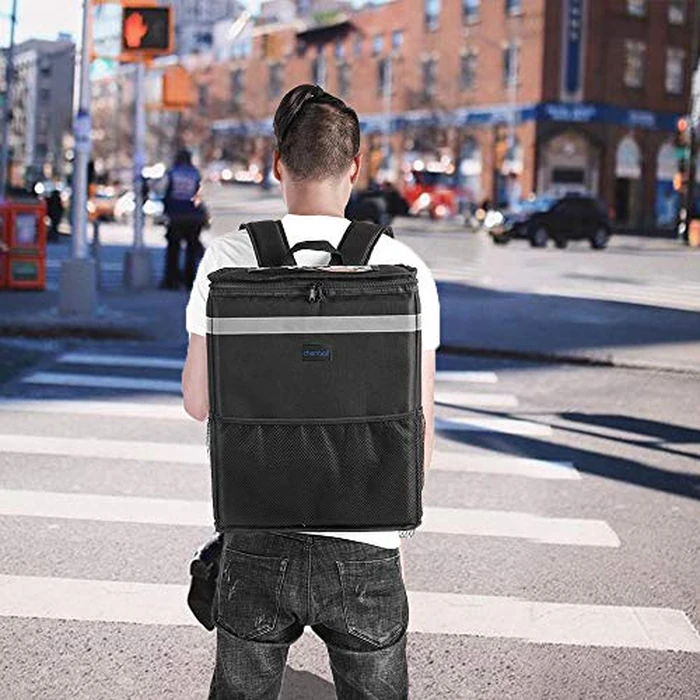 cherrboll L Insulated Pizza Delivery Backpack, Thermal Food Delivery Bag with 2 Dividers, Reusable Cooler Backpack for Bicycle Transport by cherrboll - Image 7