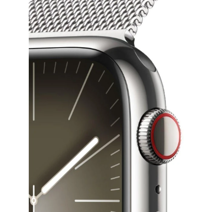 Apple Watch Series 9 (Cellular + GPS) - 64GB - 45mm - Silver Stainless Steel Case with Silver Stainless Steel Milanese Loop Band - One Size by Apple - Image 3