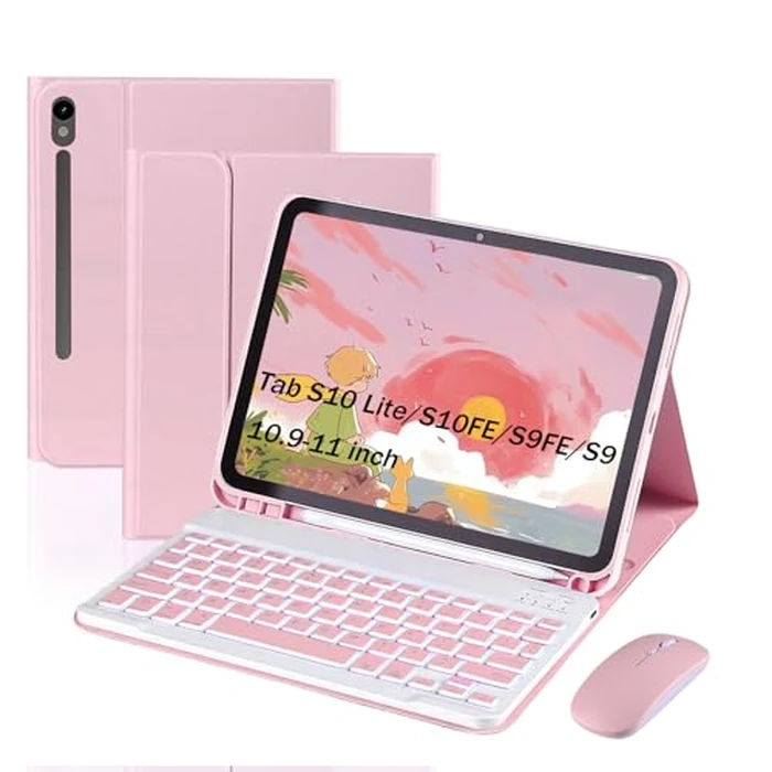 HSLIUDG Backlit Keyboard Case for Samsung Galaxy Tab S10 Lite/ S10 FE/ S9 FE 10.9-11 Inch,7 Color Backlit,Detachable Keyboard,with S Pen Holder and Mouse by HSLIUDG - Used - Acceptable condition - CA$23.38