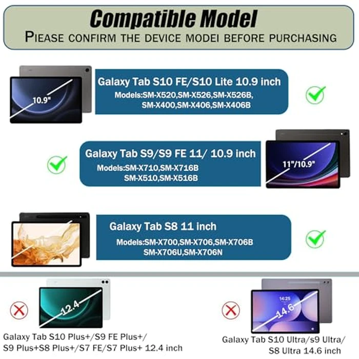 HSLIUDG Backlit Keyboard Case for Samsung Galaxy Tab S10 Lite/ S10 FE/ S9 FE 10.9-11 Inch,7 Color Backlit,Detachable Keyboard,with S Pen Holder and Mouse by HSLIUDG - Image 2