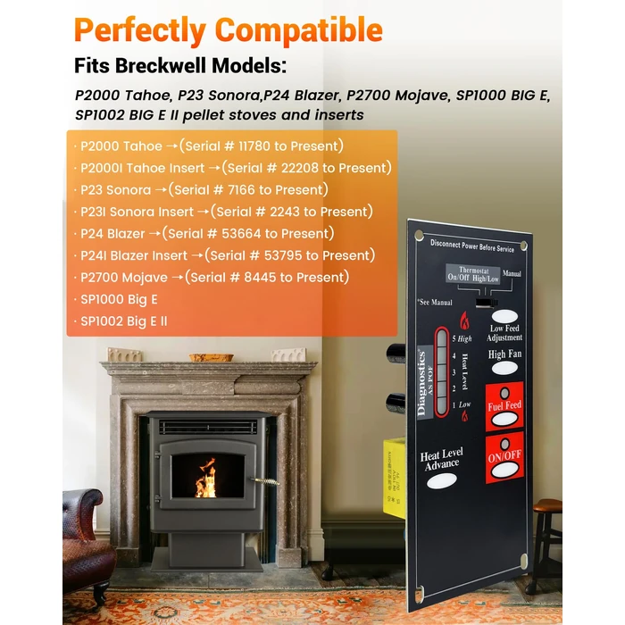 WADYDZMFCF A-E-401 / C-E-401 Control Circuit Board Fit for Breckwell Pellet Stoves 1 RPM Auger Motor Systems, 5-Speed Digital Circuit Board by WADYDZMFCF - Image 3