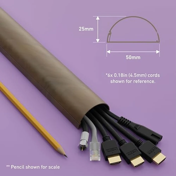 D-Line Half Round Cord Hider, Patented Cable Cover, Hide TV Wall Mount Wires, Raceway for Cords, Decorative Wire Covers, Paintable, Adhesive, 2X 2in W x 1in H x 39in L, Wood-Effect by D-Line - Image 3