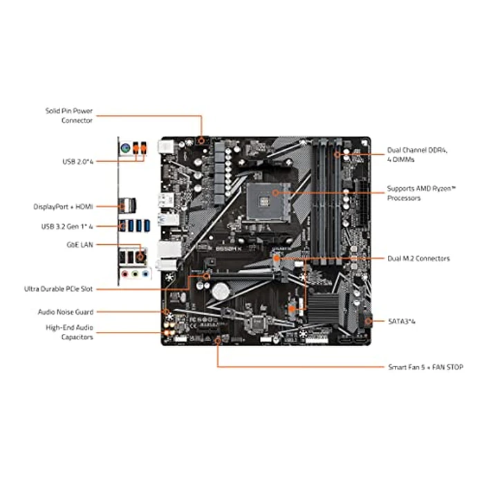 GIGABYTE B550M K (AM4/ AMD/ B550/ Micro-ATX/Dual M.2/ SATA 6Gb/s/USB 3.2 Gen 1/ Realtek GbE LAN/PCIe 4.0/ Motherboard) by GIGABYTE - Image 6