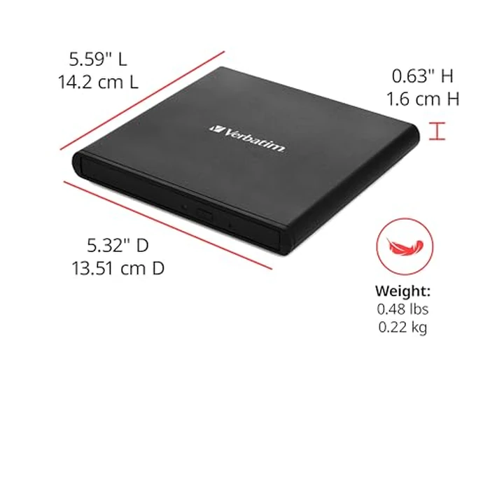 Verbatim Slimline CD/DVD Drive - External USB 2.0 CD DVD +/-RW Burner for Laptops and Notebooks with M-DISC Support - Mac & PC Compatible - Nero Burn & Archive Software Included - Black by Verbatim - Image 7