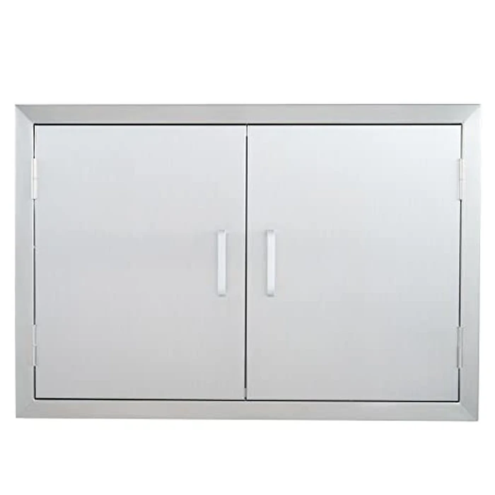 CO-Z Outdoor Kitchen Doors, 28" W x 19" H Weatherproof 304 Stainless Steel Built in BBQ Double Access Door for Outside Kitchen Commercial Grilling Station Barbeque Oven Island Storage Cabinet Door by CO-Z - Image 1