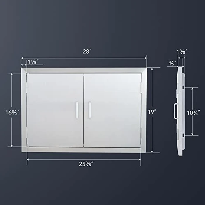 CO-Z Outdoor Kitchen Doors, 28" W x 19" H Weatherproof 304 Stainless Steel Built in BBQ Double Access Door for Outside Kitchen Commercial Grilling Station Barbeque Oven Island Storage Cabinet Door by CO-Z - Image 3