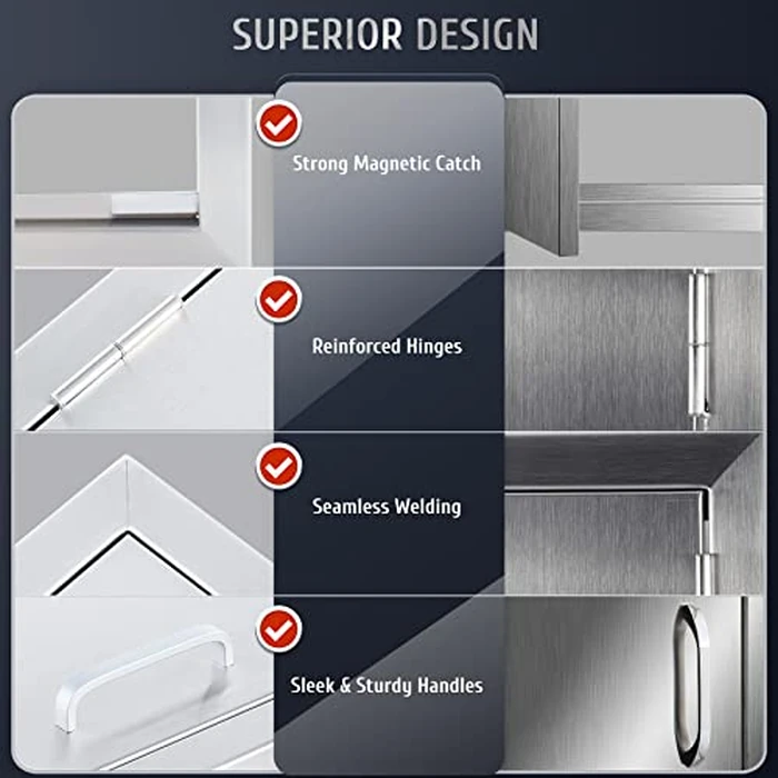 CO-Z Outdoor Kitchen Doors, 28" W x 19" H Weatherproof 304 Stainless Steel Built in BBQ Double Access Door for Outside Kitchen Commercial Grilling Station Barbeque Oven Island Storage Cabinet Door by CO-Z - Image 5