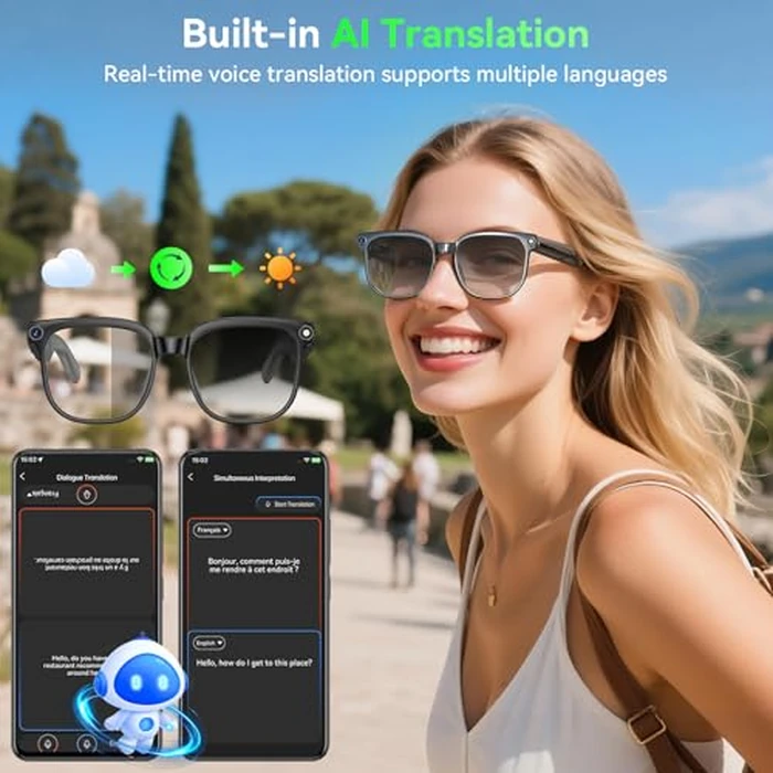 Hwagol Smart Glasses with Camera, 8MP HD Photo and Video Recording,AI Glasses with Real-Time Translation/Object Recognition/AI Voice Q&A/Recording, Calls and Music,UV & Blue Light Protection by Hwagol - Image 3