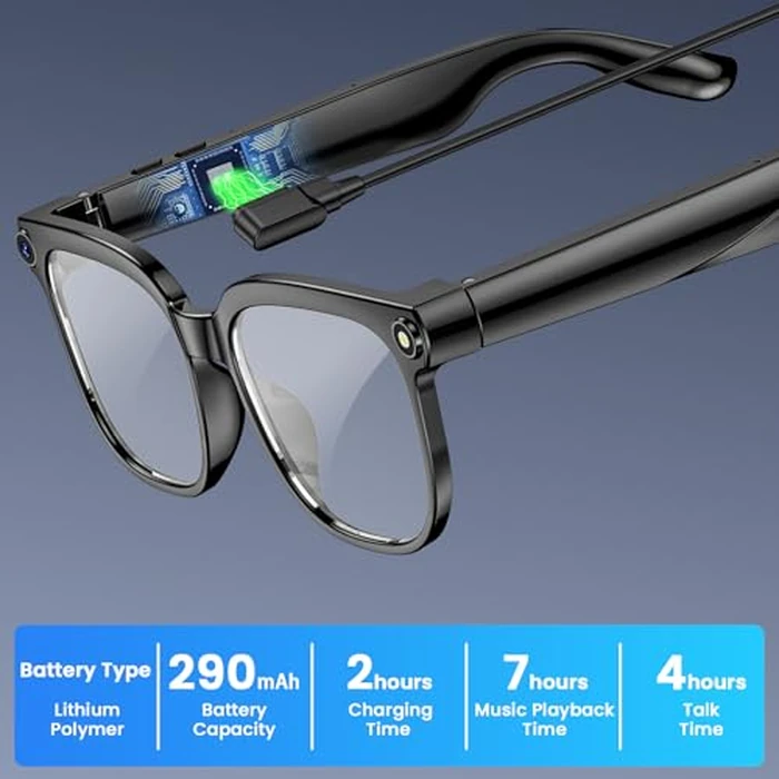 Hwagol Smart Glasses with Camera, 8MP HD Photo and Video Recording,AI Glasses with Real-Time Translation/Object Recognition/AI Voice Q&A/Recording, Calls and Music,UV & Blue Light Protection by Hwagol - Image 7