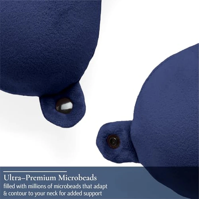 Brookstone Travel Neck Pillow - Lightweight Fleece Casing U-Shaped Stuffable Memory Foam Travel Pillow for Sleeping and Neck Support, Blue by Brookstone - Image 5