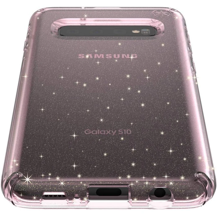 Speck Presidio Clear + Glitter Phone Case for Samsung Galaxy S10 - Bella Pink with Gold Glitter by Speck - Image 5