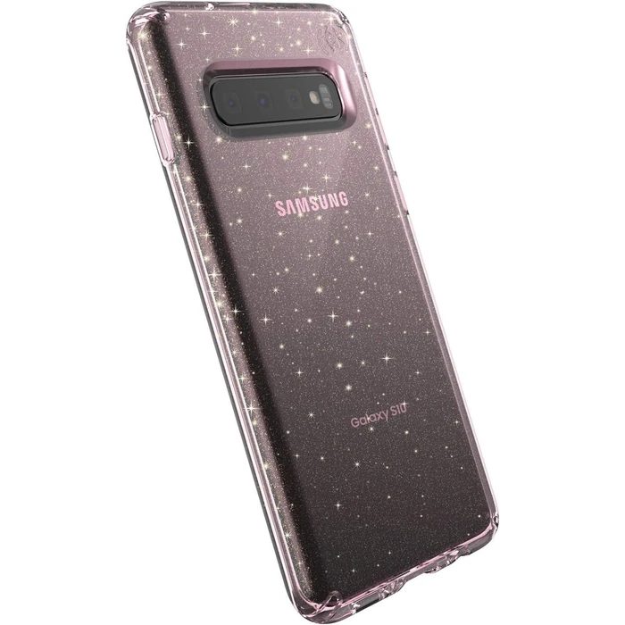 Speck Presidio Clear + Glitter Phone Case for Samsung Galaxy S10 - Bella Pink with Gold Glitter by Speck - Image 2