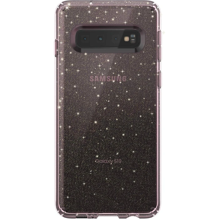 Speck Presidio Clear + Glitter Phone Case for Samsung Galaxy S10 - Bella Pink with Gold Glitter by Speck - Image 1