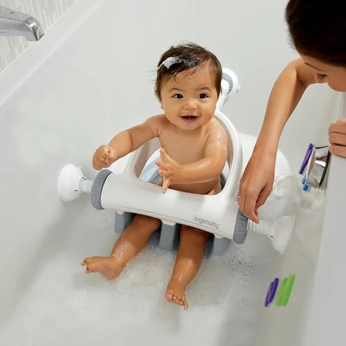 Ingenuity My Bath Seat for Sit-Up Baby Bathing, Sure & Secure Suction Cups, ASTM Safety Tested & Approved, Backrest for Assisted Sitting, Easy Setup & Storage, Gray by Ingenuity - Image 6