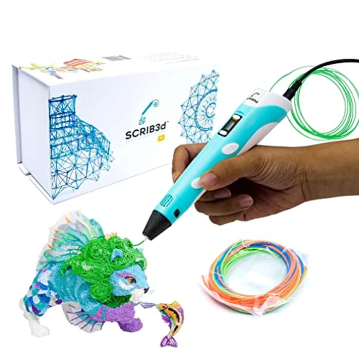 SCRIB3D P1 3D Printing Pen with Display - Includes 3D Pen, 3 Starter Colors of PLA Filament, Stencil Book + Project Guide, and Power Adapter by SCRIB3D - Used - Acceptable condition