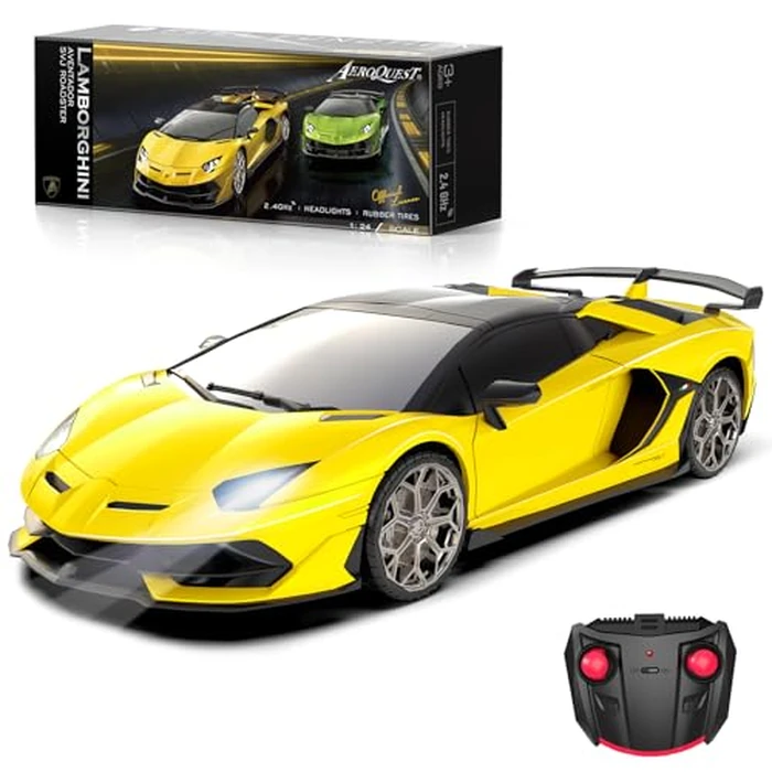 AEROQUEST Lamborghini Remote Control Car, 1:24 Scale Electric Sport Racing Hobby Toy Car Lamborghini Model Vehicle for Boys Girls Birthday Gifts, Yellow by AEROQUEST - Used - Like New condition - US$18.54