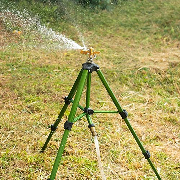 Hourleey Impact Sprinkler on Tripod Base, Heavy Duty Brass Sprinklers for Yard Lawn Garden, 0-360 Degree Large Area Coverage, 3/4 Inch Connector Extension Legs Flip Locks with Brass Sprinkler Head by Hourleey - Image 5