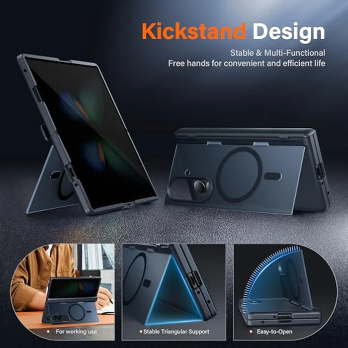 MOBOSI for Samsung Galaxy Z Fold 7 Case with Privacy Screen Protector, [Compatible with Magsafe], [Built-in Kickstand & Full Body Hinge Protection] Magnetic Slim Phone Case for Z Fold7, Black by MOBOSI - Used - Like New condition - CA$94.99