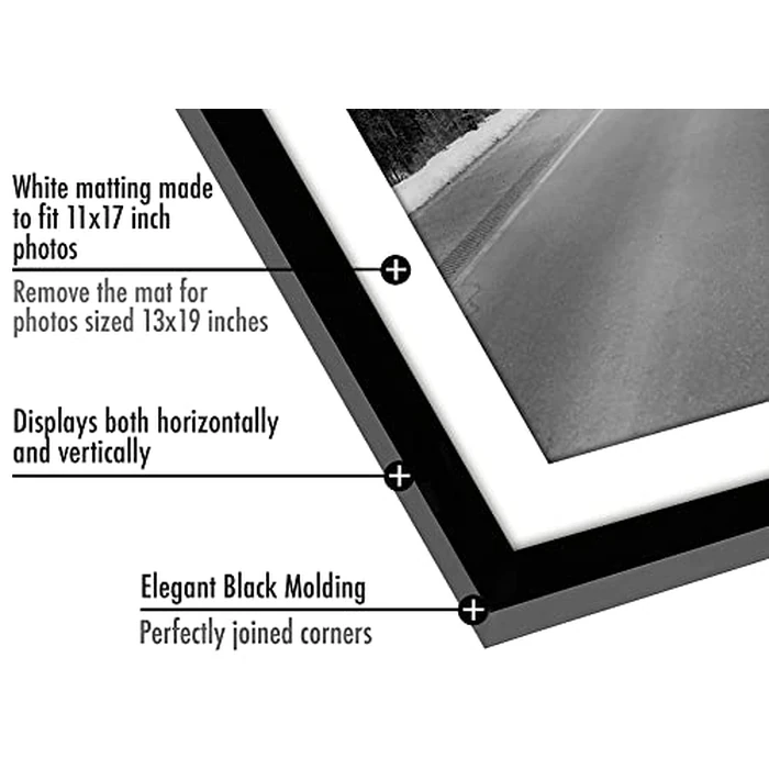 Americanflat 13x19 Picture Frame with Polished Plexiglass - Set of 5 - Use as 11x17 Frame with Mat - Galleria Collection - Picture Frames for Wall Display - Black by Americanflat - Image 2