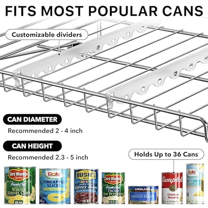 Simple Houseware Stackable Can Organizer Rack for Pantry/Cabinet - 11.5" D x 17" W x 13.75" H, Holds 36 Cans, 3-Tier Can Food Storage Dispenser, Chrome by Simple Houseware - Image 5