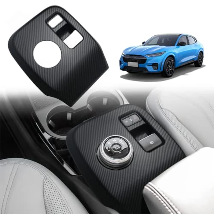 AOSKonology for Mach E Center Console Gear Shifter Panel Cover Trim Accessories,Gear Panel Decorative Cover ABS Material Compatible with 2021-2024 Mustang Mach E Accessories (Matte Carbon Fiber) by AOSKonology - Used - Like New condition - US$22.84