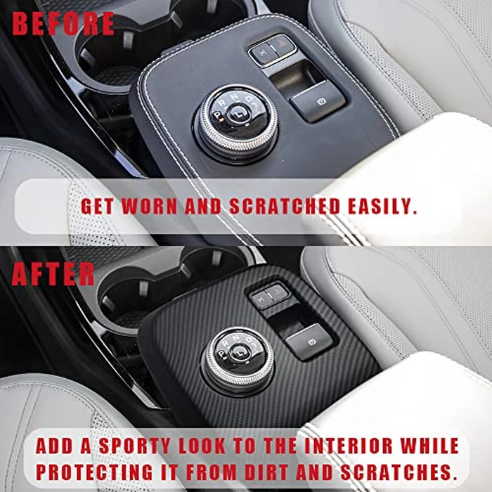 AOSKonology for Mach E Center Console Gear Shifter Panel Cover Trim Accessories,Gear Panel Decorative Cover ABS Material Compatible with 2021-2024 Mustang Mach E Accessories (Matte Carbon Fiber) by AOSKonology - Image 4