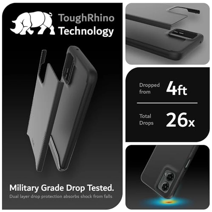 TUDIA Merge Motorola Moto G 5G 2024 Case - [Non-Slip, Military Grade] Dual Layer, Shockproof, Slim, Heavy Duty Protective Phone Case - Protector Phone Cover - Matte Black by TUDIA - Image 3