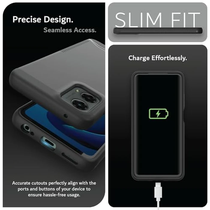 TUDIA Merge Motorola Moto G 5G 2024 Case - [Non-Slip, Military Grade] Dual Layer, Shockproof, Slim, Heavy Duty Protective Phone Case - Protector Phone Cover - Matte Black by TUDIA - Image 6