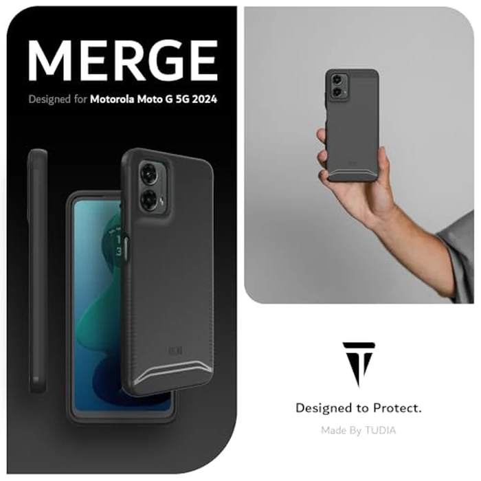 TUDIA Merge Motorola Moto G 5G 2024 Case - [Non-Slip, Military Grade] Dual Layer, Shockproof, Slim, Heavy Duty Protective Phone Case - Protector Phone Cover - Matte Black by TUDIA - Image 7