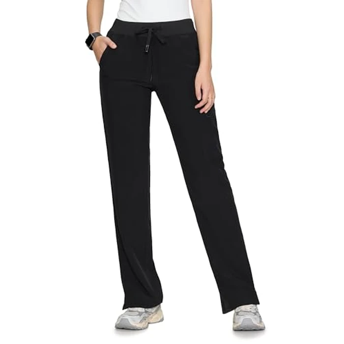 floralhue Women's Scrub Pants - Breathable & Soft Straight-Leg Pull-on Cargo Pant,Drawstring Bottoms with 3 Pockets,Black,M by floralhue - Image 2