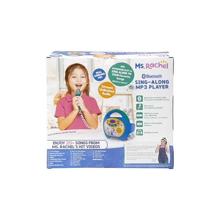 eKids Ms Rachel Kids Karaoke Machine, Portable Bluetooth Party Speaker with Microphone and Built-in Music, Designed for Fans of Ms Rachel Toys by eKids - Image 8
