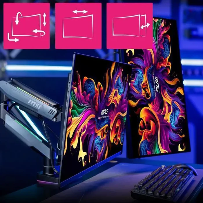 MSI MPG MT201DR V2 - Premium RGB Dual Monitor Stand Arms, 17-35" Support, VESA Compatible, Adjustable Heavy Duty Gas Spring Mount, 44 lbs per Screen by MSI - Image 9