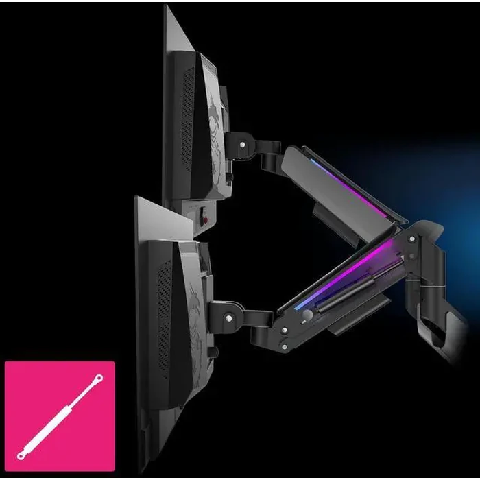 MSI MPG MT201DR V2 - Premium RGB Dual Monitor Stand Arms, 17-35" Support, VESA Compatible, Adjustable Heavy Duty Gas Spring Mount, 44 lbs per Screen by MSI - Image 8