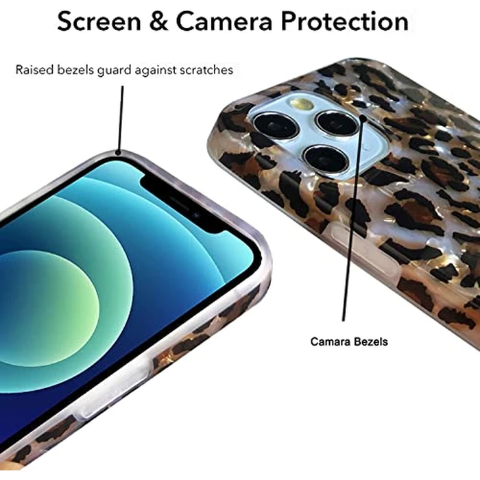 J.west Case Compatiable with iPhone 13 Pro Max 6.7 inch,Sparkly Animal Leopard Print Pattern Vintage Cheetah Glitter Translucent Clear Soft TPU Slim Protective Phone Case for Women Girls Light Brown by Jwest - Image 6