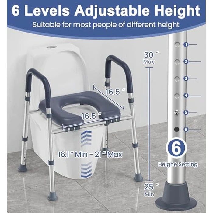 HOMLAND Toilet Seat Risers for Seniors, FSA/HSA Eligible Raised Toilet Seat with Handles & Padded Seat, Adjustable Height & Width, 400lb Elevated Toilet Seat for Elderly, Handicap, Fit Any Toilet by HOMLAND - Image 2