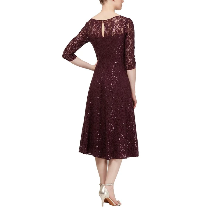 S.L. Fashions Women's Sequin Lace Fit and Flare Dress -Lace Fig, 10 by S.L. Fashions - Image 2