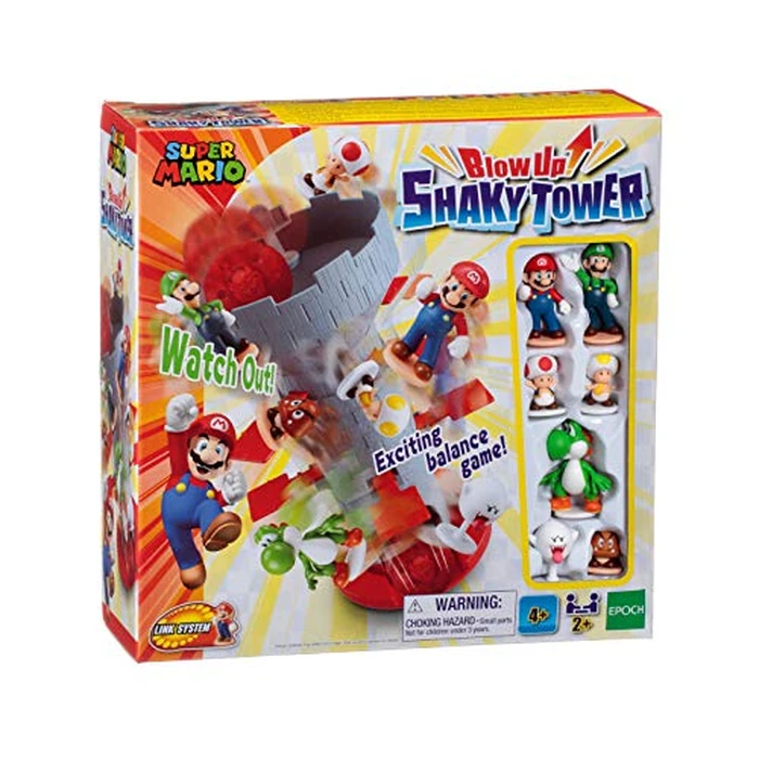 Epoch Games Super Mario Blow Up! Shaky Tower Balancing Game - Tabletop Skill and Action Game with Collectible Super Mario Action Figures (Pack of 1) by EPOCH - Used - Like New condition - US$18.83