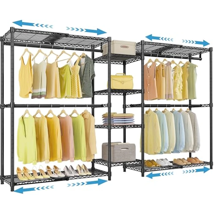 VIPEK X3 Expandable Heavy Duty Clothes Rack Adjustable from 5'2" to 8' with Adjustable Shelves and Hanger Rods, Large Freestanding Clothing Racks Reach-in & Walk-in Closet, Max Load 1210LBS, Black by VIPEK - Image 1