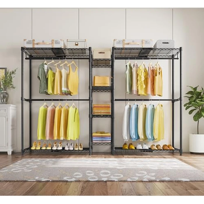 VIPEK X3 Expandable Heavy Duty Clothes Rack Adjustable from 5'2" to 8' with Adjustable Shelves and Hanger Rods, Large Freestanding Clothing Racks Reach-in & Walk-in Closet, Max Load 1210LBS, Black by VIPEK - Image 9