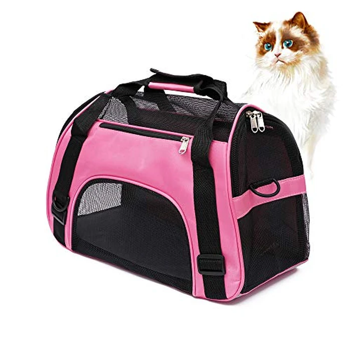 MuchL Cat Carrier for Small Cats Soft-Sided Pet Carrier for Cats Puppies Small Pets Airline Approved Lightweight Comfortable Travel Cat Carrier (Small, Pink) by MuchL - Used - Very Good condition - US$12.99