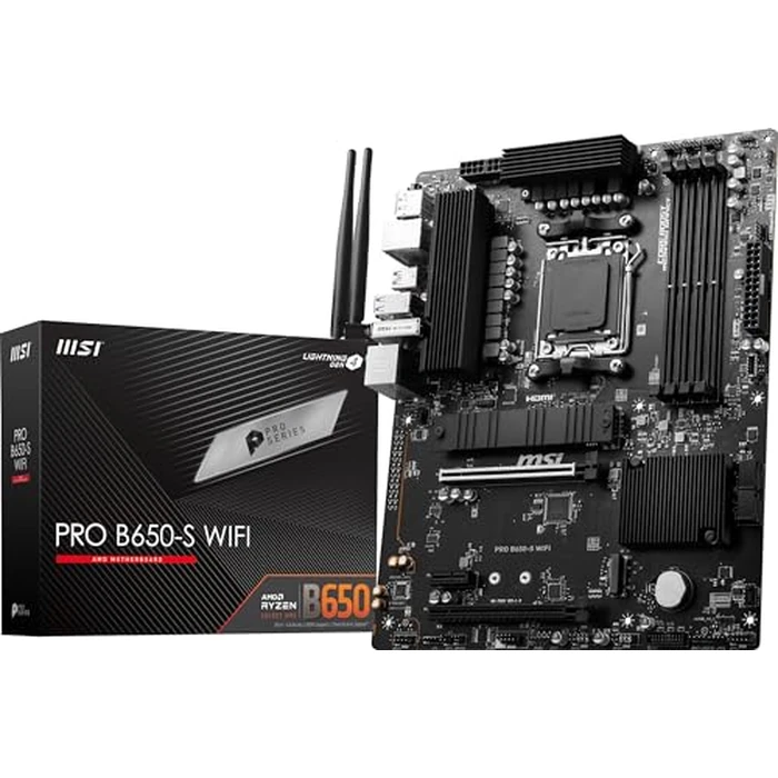 MSI PRO B650-S WiFi ProSeries Motherboard (Supports AMD Ryzen 7000 Series Processors, AM5, DDR5, PCIe 4.0, M.2 Slots, SATA 6Gb/s, USB 3.2 Gen 2, HDMI/DP, Wi-Fi 6E, 2.5Gbps LAN, ATX) by MSI - Used - Very Good condition - CA$136.00