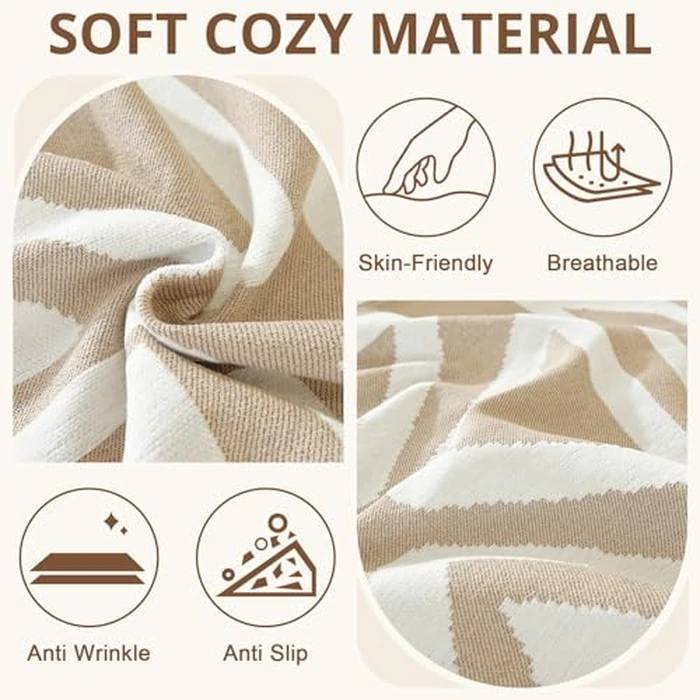 Royhom Sectional Couch Covers 2 Pieces, L Shaped Couch Cover Blanket, Boho Sofa Covers Washable, Sofa Slipcover with Tassel, Suitable for All Seasons (71"x102"+71"x118", Khaki) by Royhom - Image 2