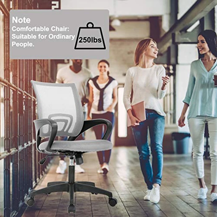 BestOffice Home Office Chair Ergonomic Desk Chair Mesh Computer Chair with Lumbar Support Armrest Executive Rolling Swivel Adjustable Mid Back Task Chair for Adults, Black (Grey) by BestOffice - Image 3